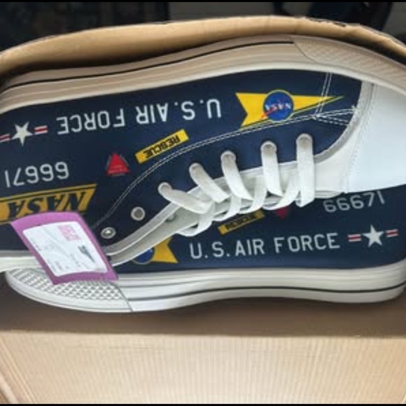 Custom Nasa ? Us Air Force  High Top Canvas Sneakers / Shoes - Picture 1 of 5